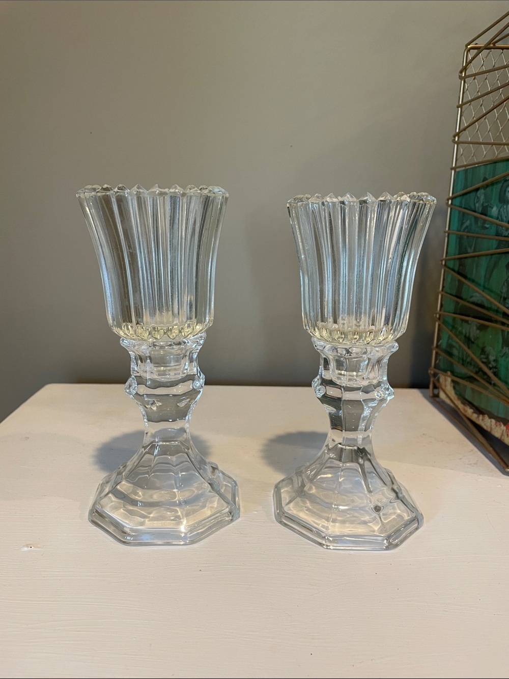 Clear glass candle holders